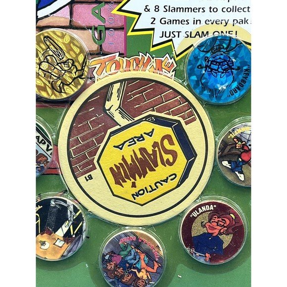 Vintage 1990s TNT & the Kaps Slamopolis Pog Cap Game Set - Sealed On Card - Picture 3 of 5